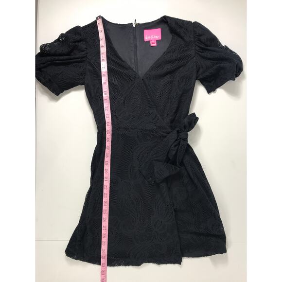 Lilly Pulitzer Jasleen Mini Black Wrap Lace Romper Dress Shorts Womens XS Resort - Picture 14 of 16